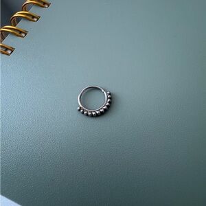 White Gold Beaded Seam Ring - Body Jewelry